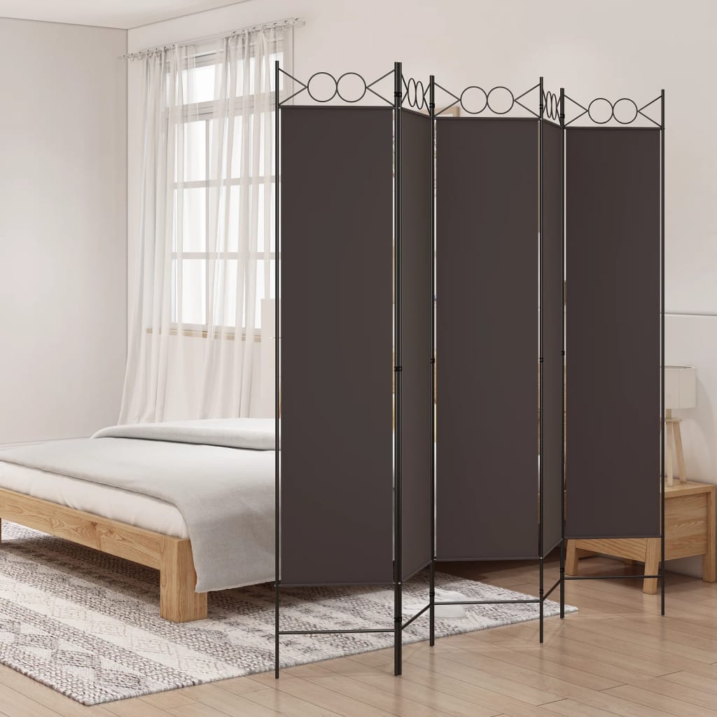 vidaXL Parawan 5-panelowy, brązowy, 200x200 cm, tkanina