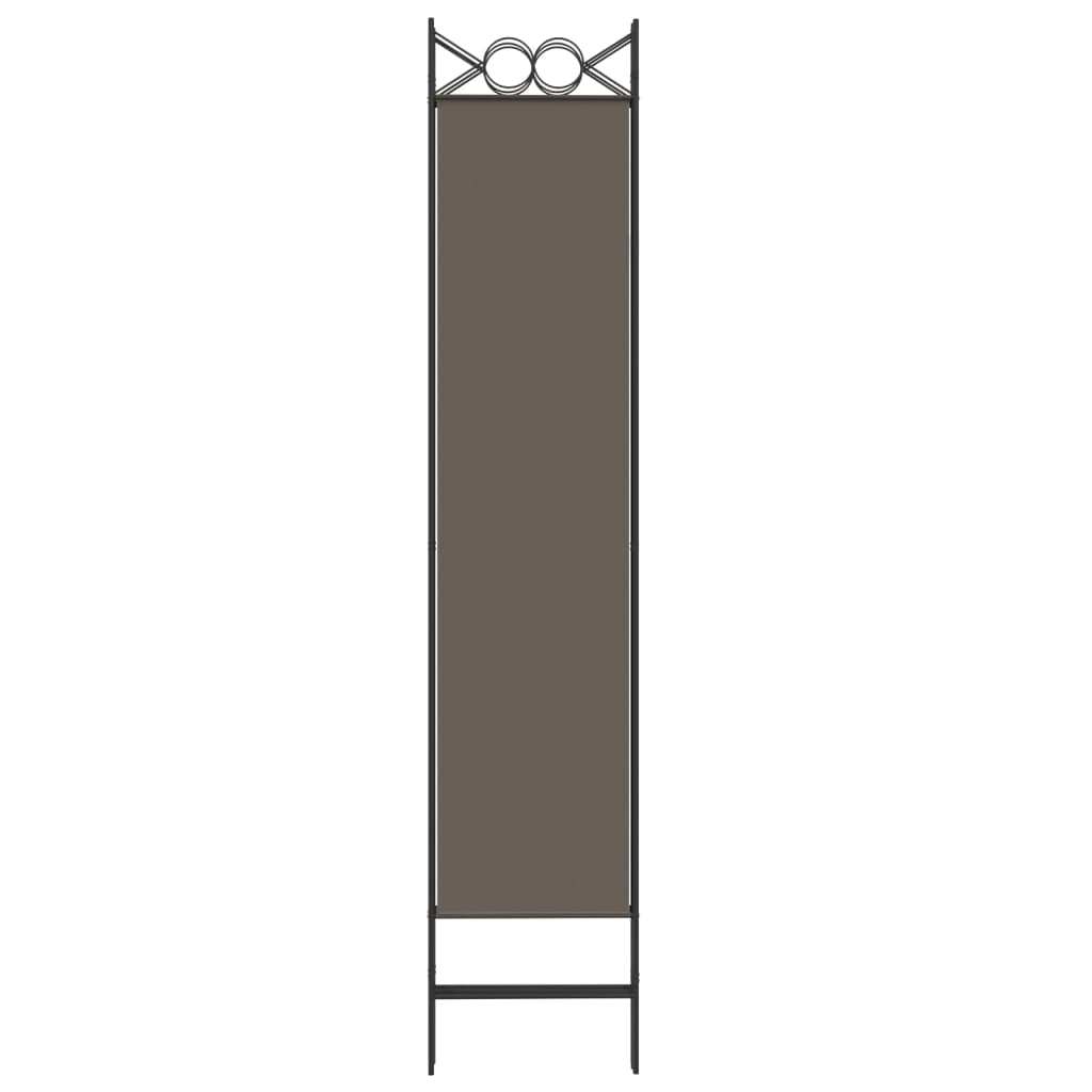 vidaXL Parawan 5-panelowy, antracytowy, 200x200 cm, tkanina