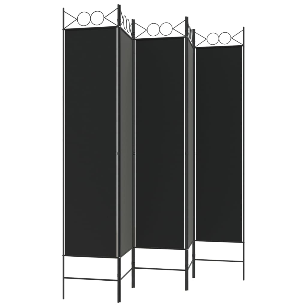 vidaXL Parawan 5-panelowy, czarny, 200x200 cm, tkanina