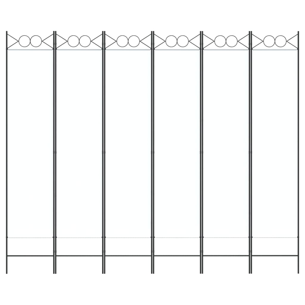 vidaXL Parawan 6-panelowy, biały, 240x200 cm, tkanina