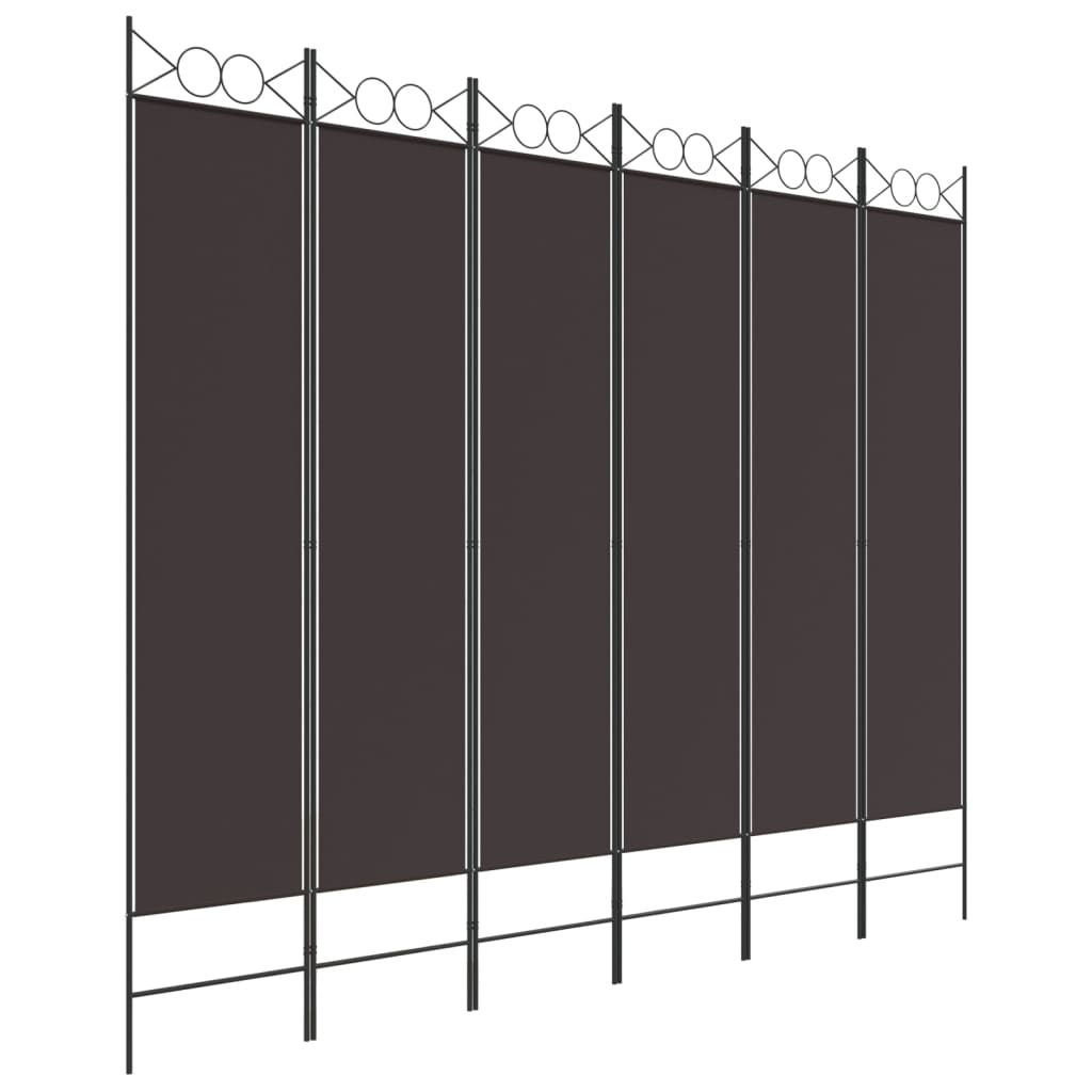 vidaXL Parawan 6-panelowy, brązowy, 240x200 cm, tkanina