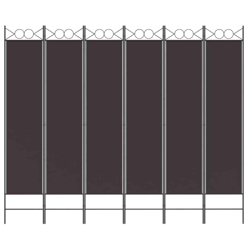 vidaXL Parawan 6-panelowy, brązowy, 240x200 cm, tkanina