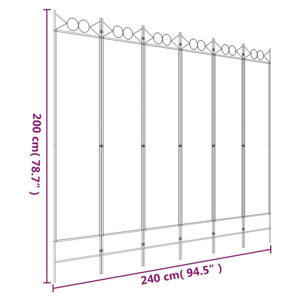 vidaXL Parawan 6-panelowy, brązowy, 240x200 cm, tkanina