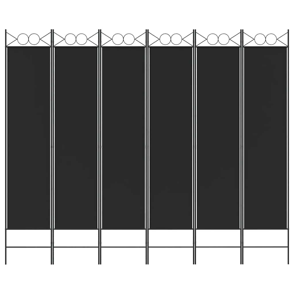 vidaXL Parawan 6-panelowy, czarny, 240x200 cm, tkanina