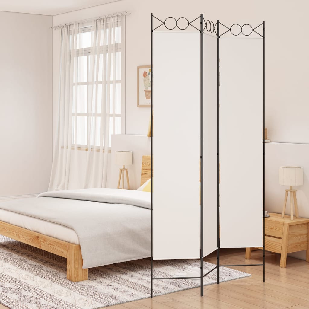 vidaXL Parawan 3-panelowy, biały, 120x220 cm, tkanina