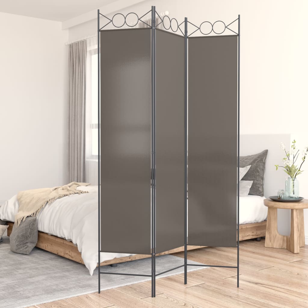 vidaXL Parawan 3-panelowy, antracytowy, 120x220 cm, tkanina