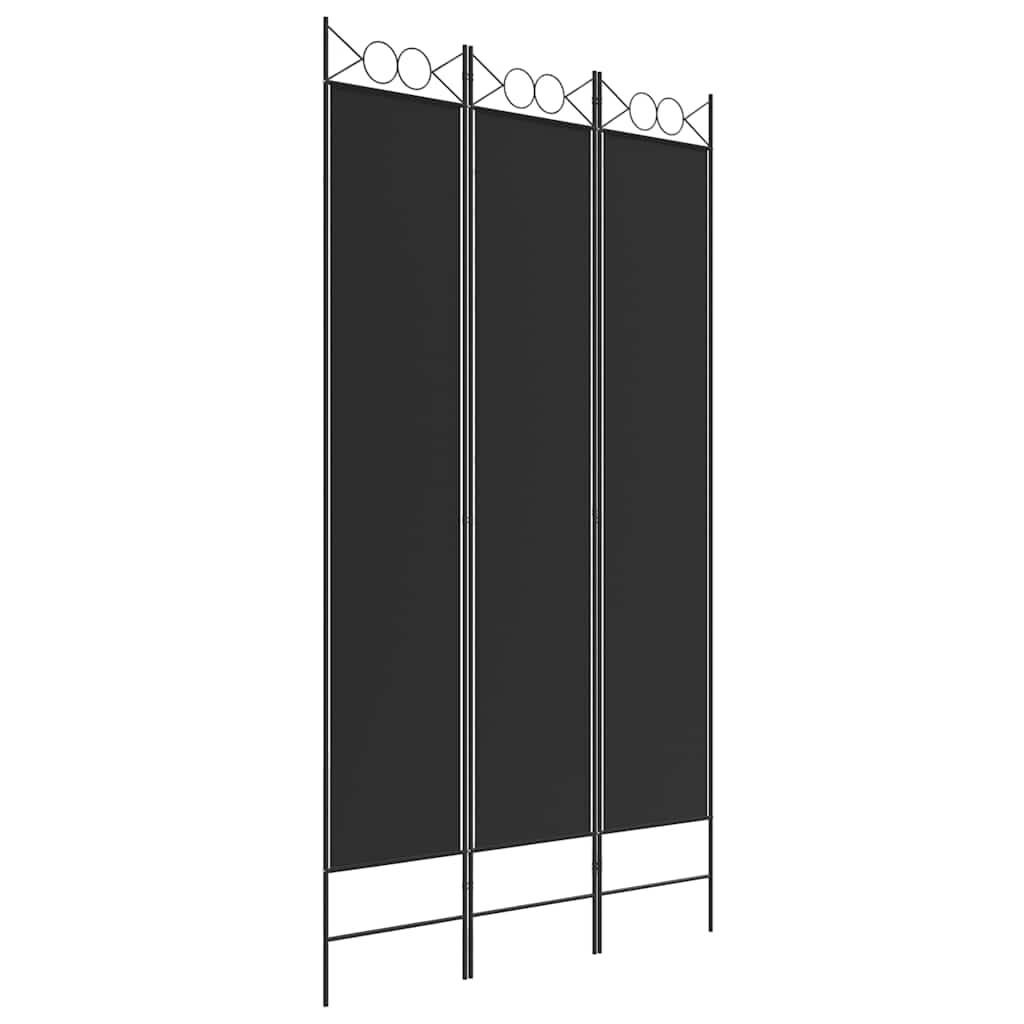 vidaXL Parawan 3-panelowy, czarny, 120x220 cm, tkanina