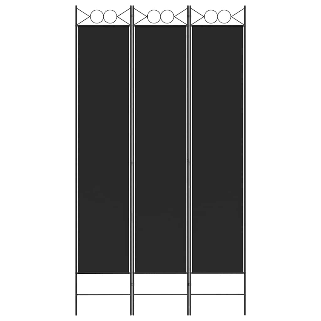 vidaXL Parawan 3-panelowy, czarny, 120x220 cm, tkanina