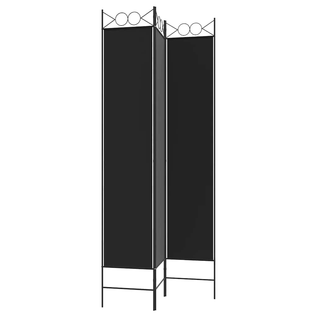 vidaXL Parawan 3-panelowy, czarny, 120x220 cm, tkanina