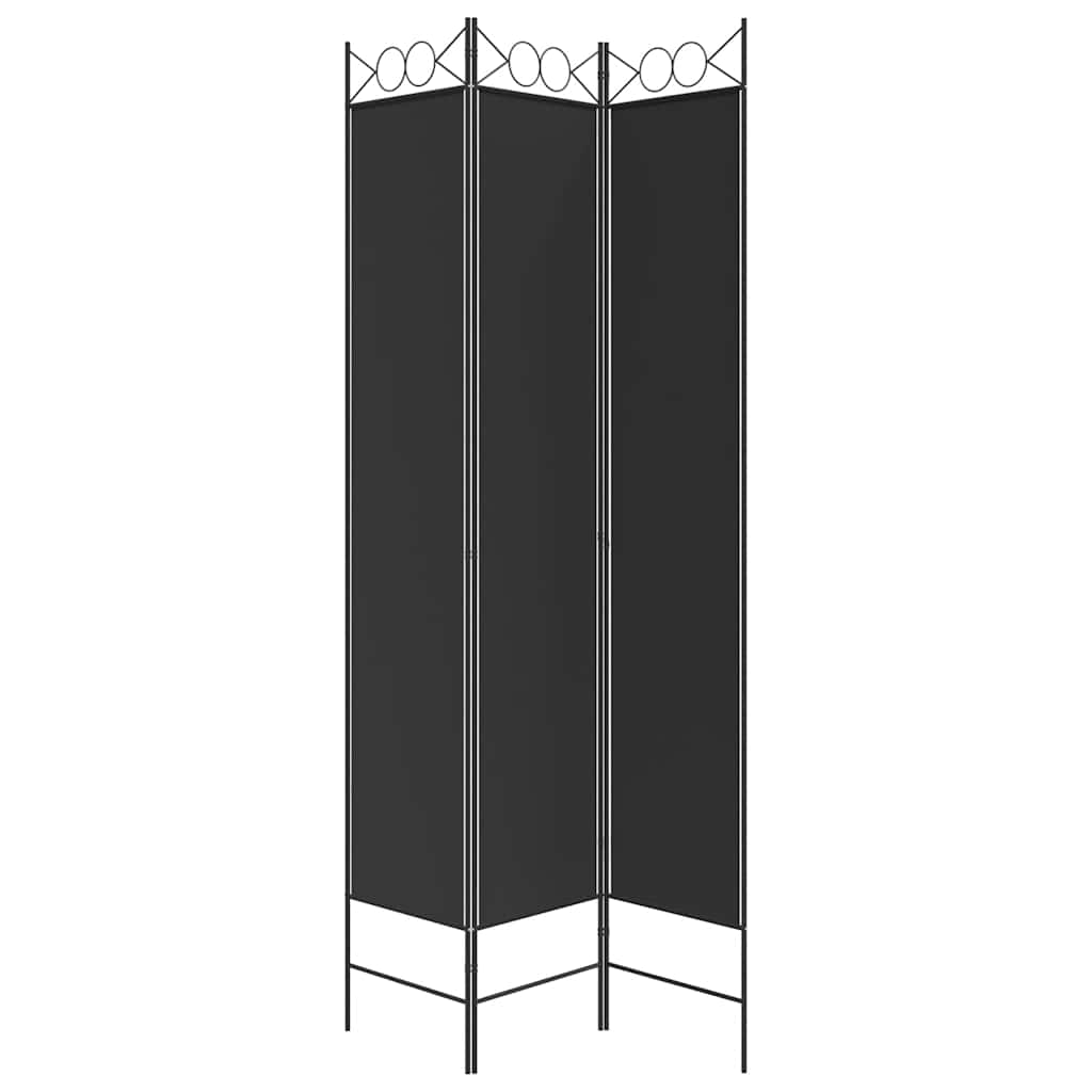 vidaXL Parawan 3-panelowy, czarny, 120x220 cm, tkanina