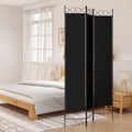 vidaXL Parawan 3-panelowy, czarny, 120x220 cm, tkanina