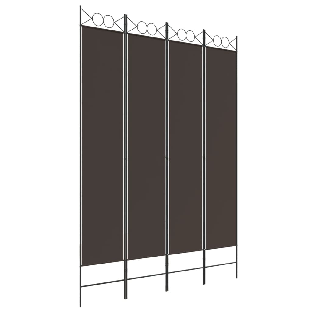 vidaXL Parawan 4-panelowy, brązowy, 160x220 cm, tkanina