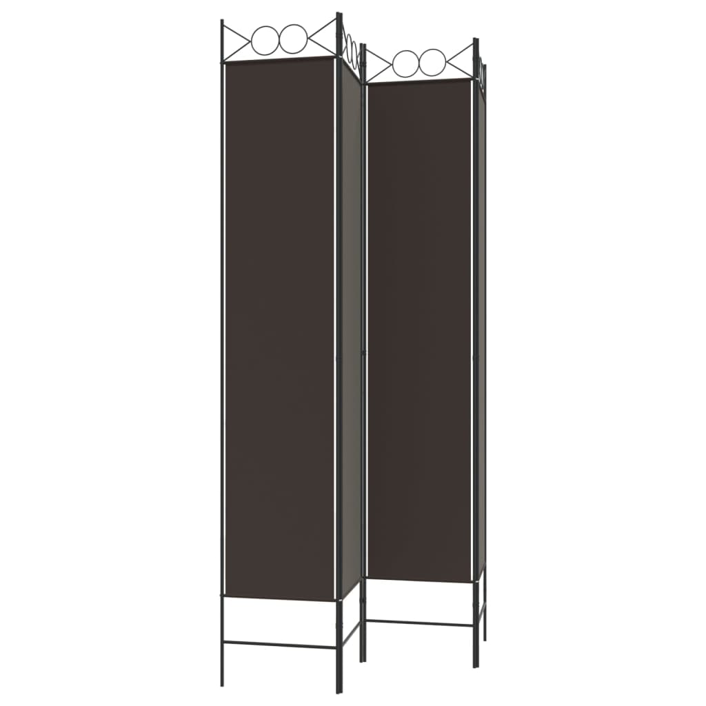 vidaXL Parawan 4-panelowy, brązowy, 160x220 cm, tkanina