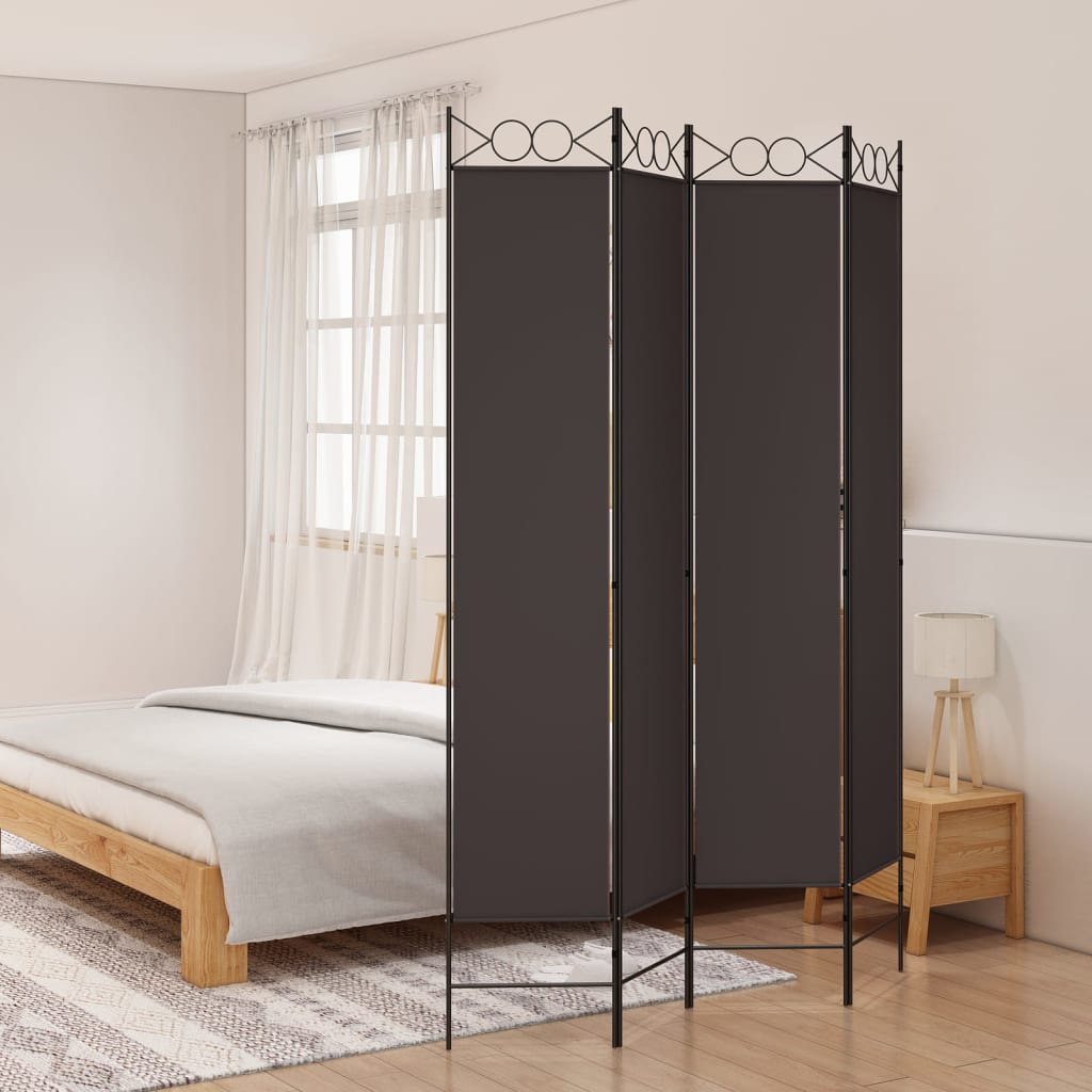 vidaXL Parawan 4-panelowy, brązowy, 160x220 cm, tkanina