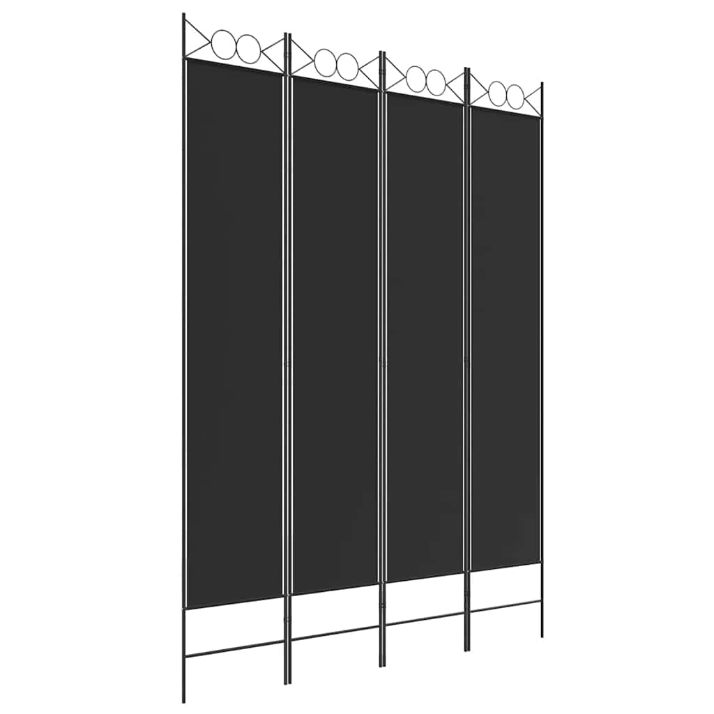 vidaXL Parawan 4-panelowy, czarny, 160x220 cm, tkanina
