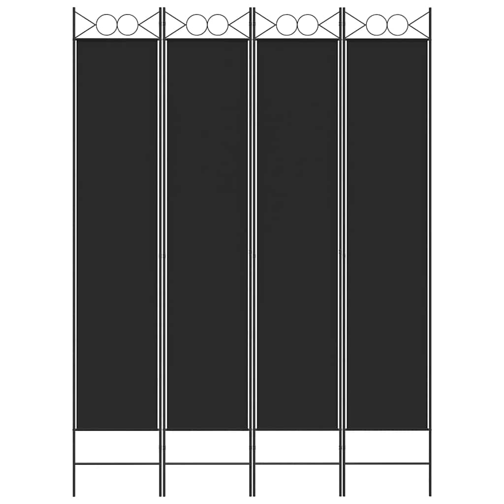 vidaXL Parawan 4-panelowy, czarny, 160x220 cm, tkanina