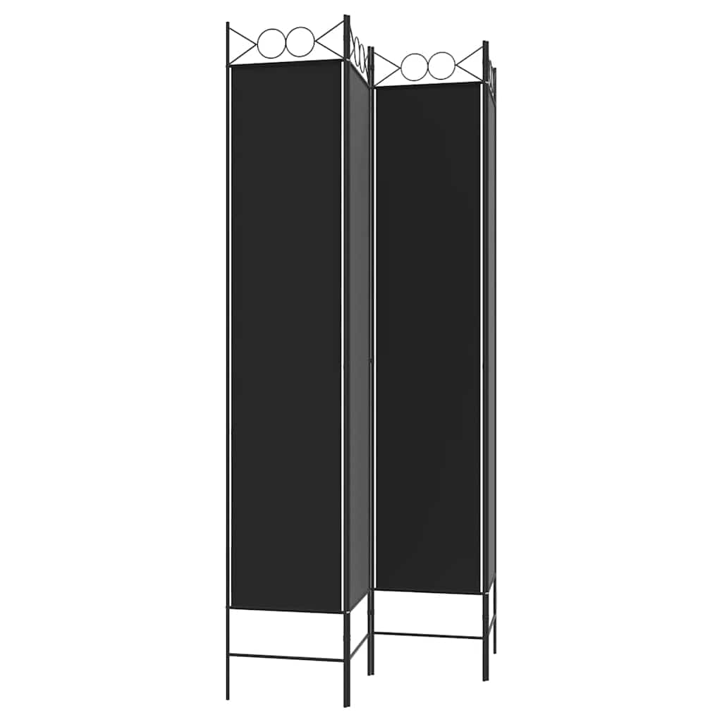vidaXL Parawan 4-panelowy, czarny, 160x220 cm, tkanina
