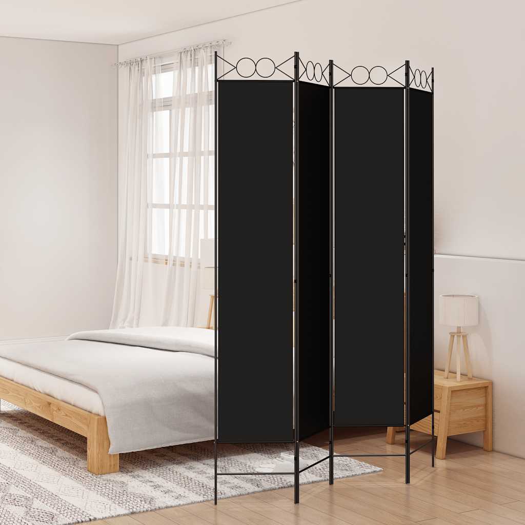 vidaXL Parawan 4-panelowy, czarny, 160x220 cm, tkanina