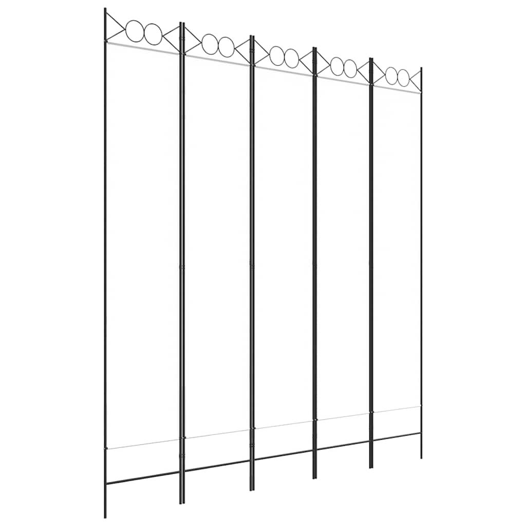 vidaXL Parawan 5-panelowy, biały, 200x220 cm, tkanina