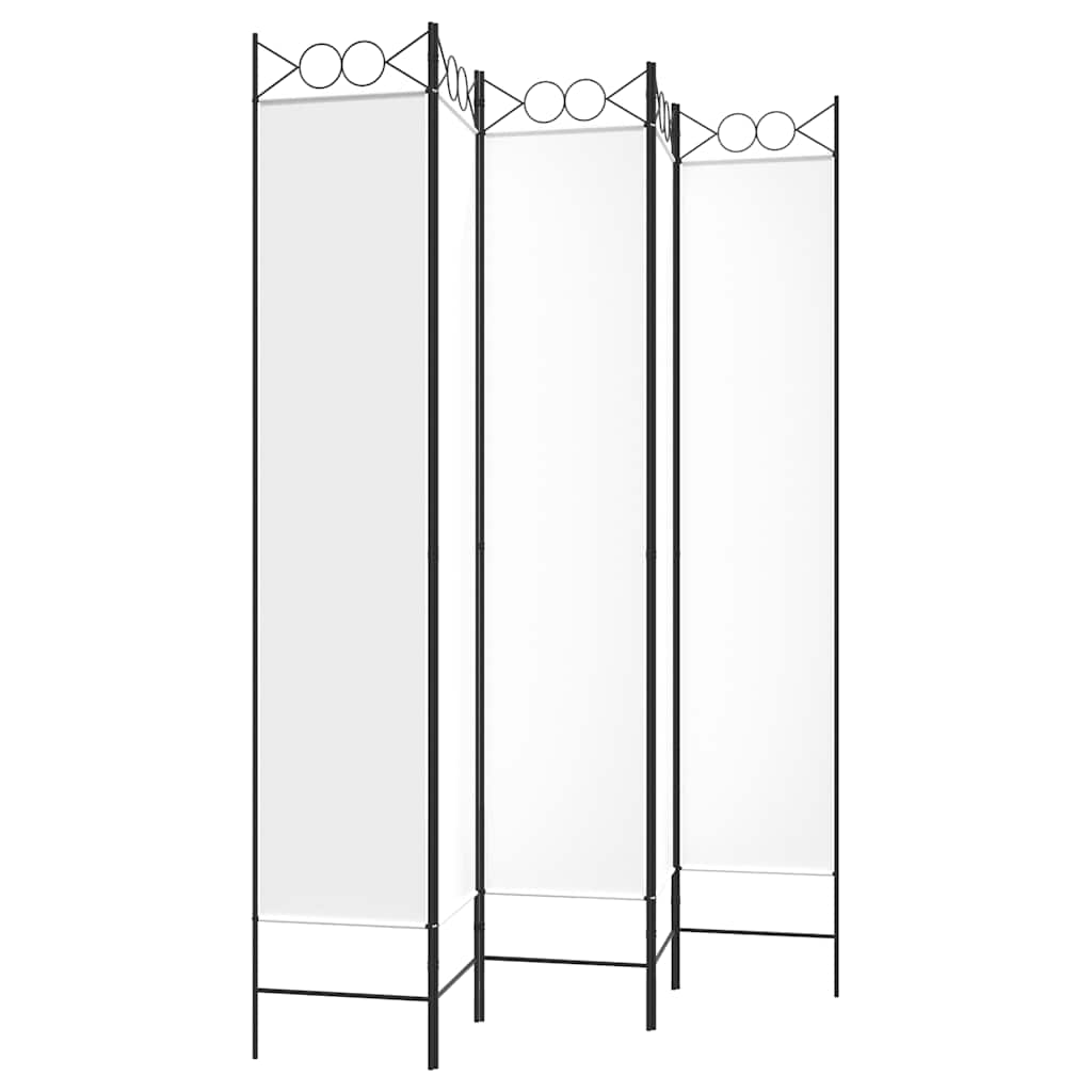 vidaXL Parawan 5-panelowy, biały, 200x220 cm, tkanina