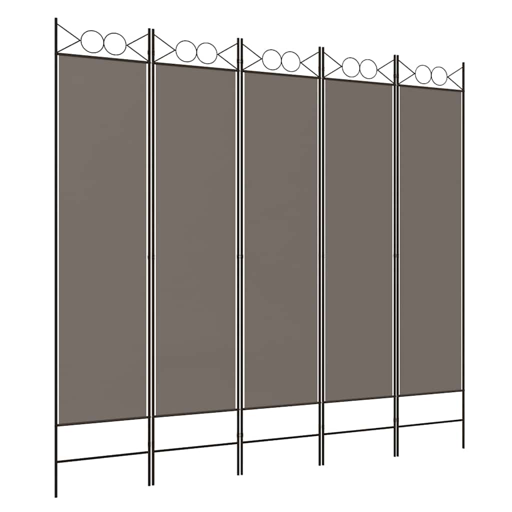 vidaXL Parawan 5-panelowy, antracytowy, 200x220 cm, tkanina