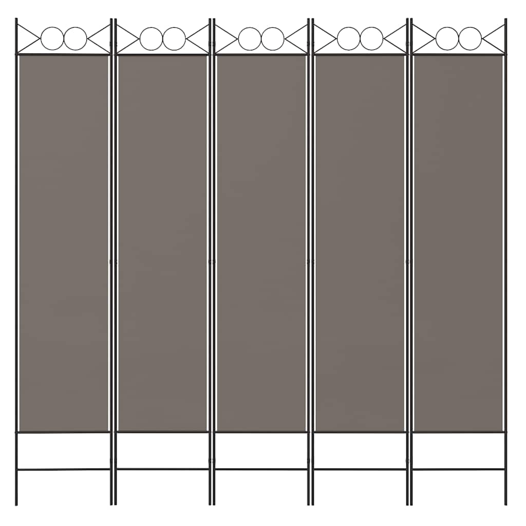 vidaXL Parawan 5-panelowy, antracytowy, 200x220 cm, tkanina