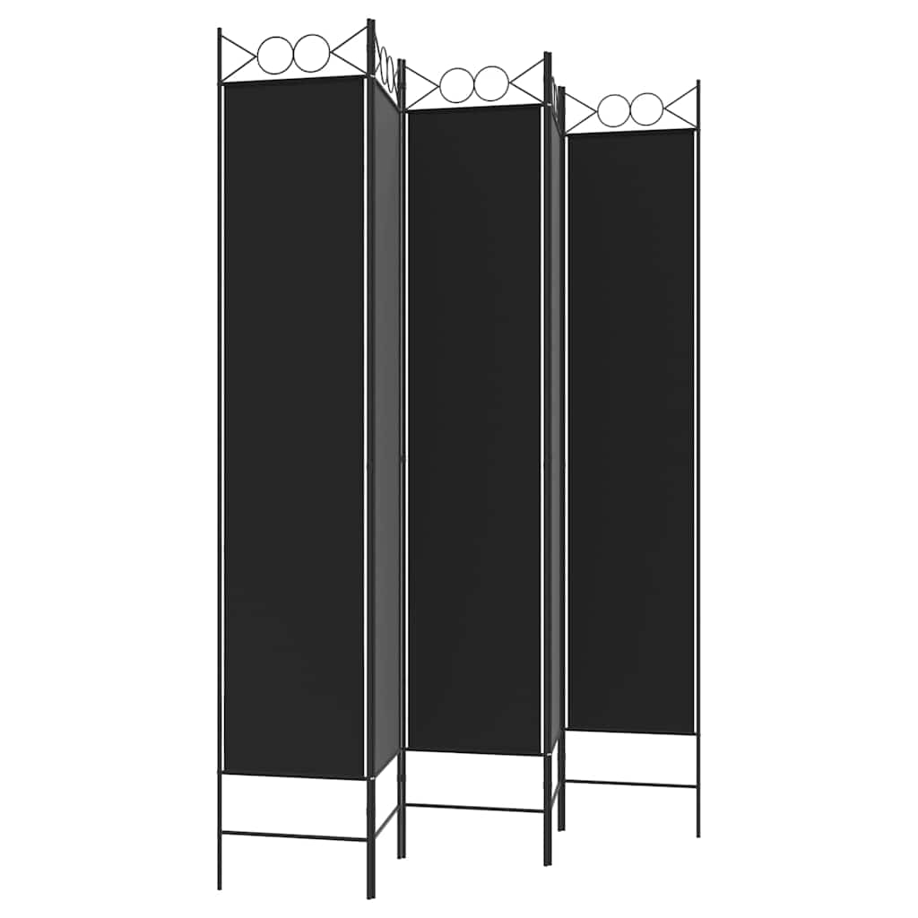 vidaXL Parawan 5-panelowy, czarny, 200x220 cm, tkanina