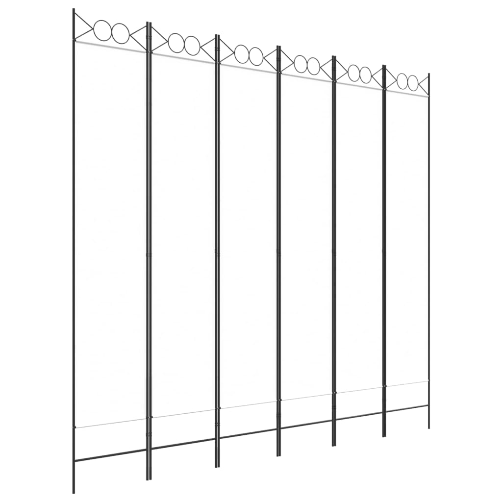 vidaXL Parawan 6-panelowy, biały, 240x220 cm, tkanina