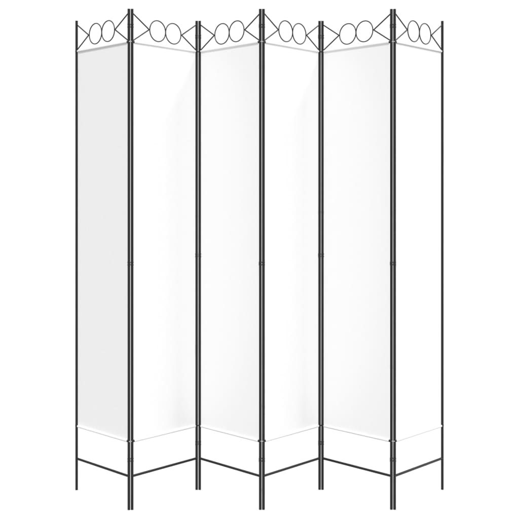 vidaXL Parawan 6-panelowy, biały, 240x220 cm, tkanina