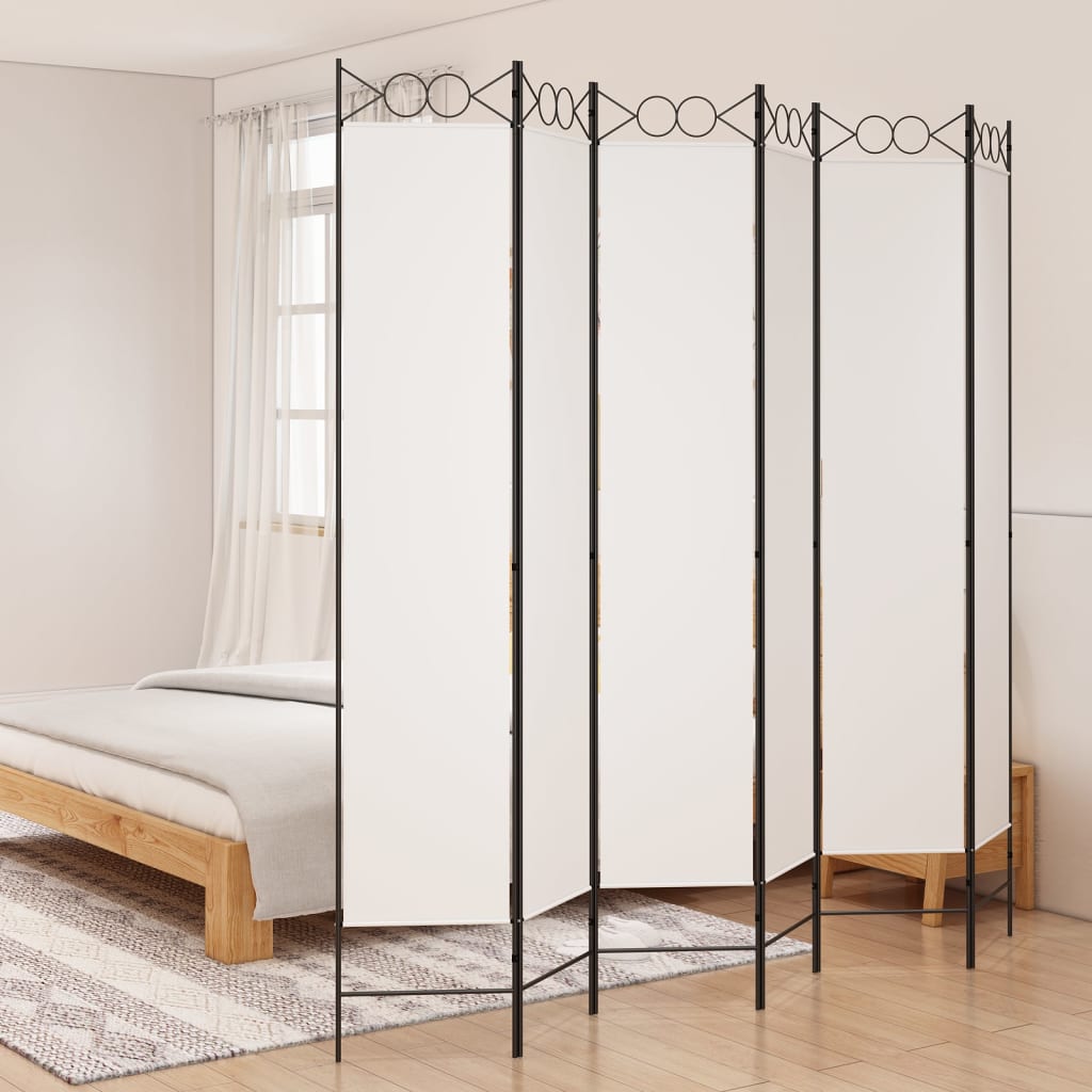 vidaXL Parawan 6-panelowy, biały, 240x220 cm, tkanina