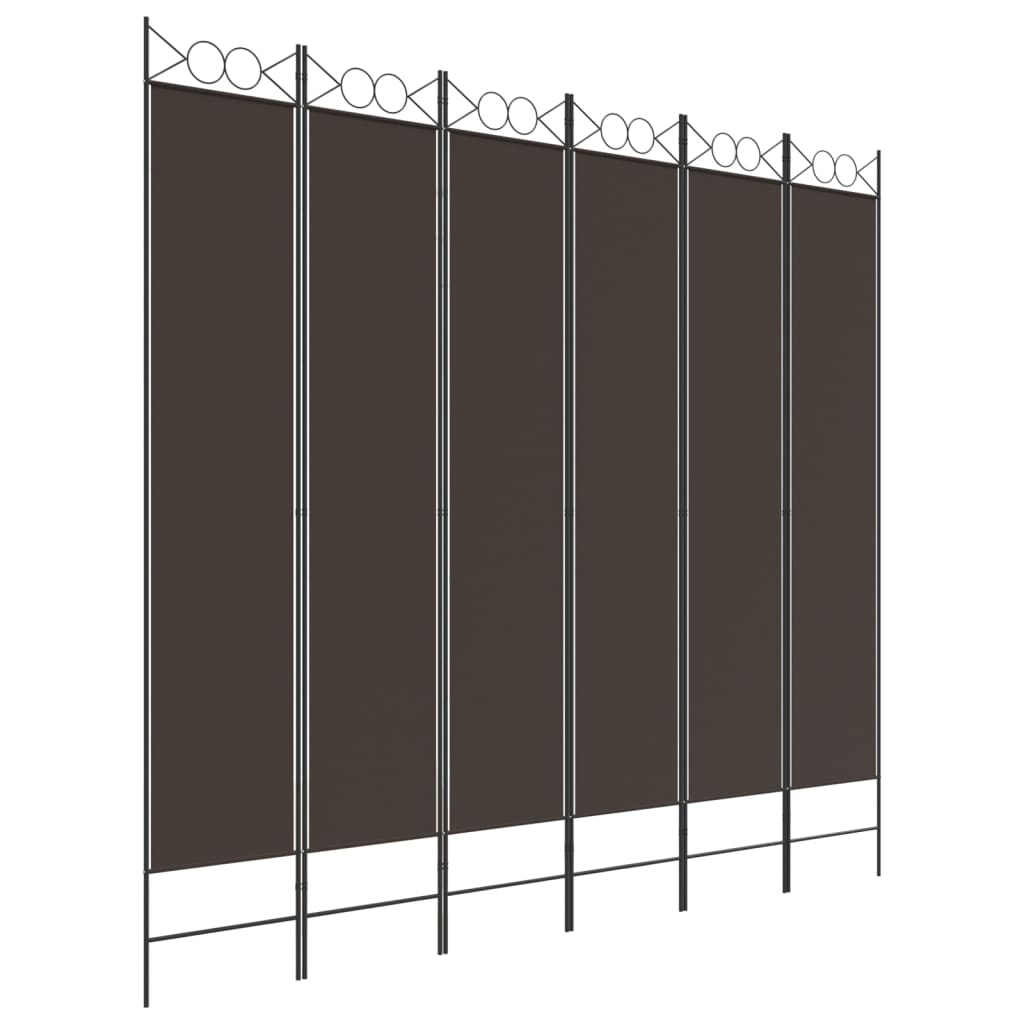 vidaXL Parawan 6-panelowy, brązowy, 240x220 cm, tkanina