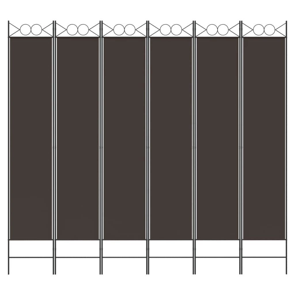 vidaXL Parawan 6-panelowy, brązowy, 240x220 cm, tkanina