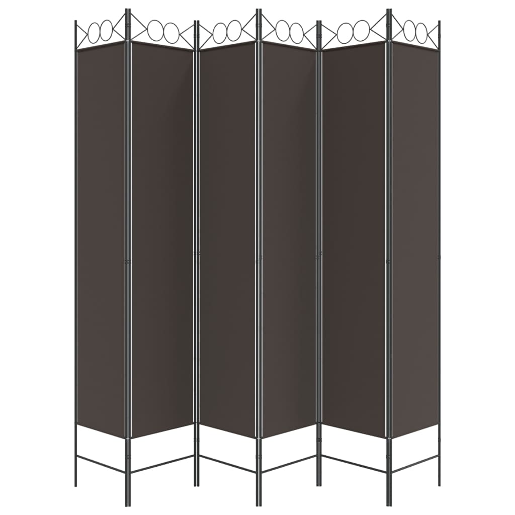 vidaXL Parawan 6-panelowy, brązowy, 240x220 cm, tkanina