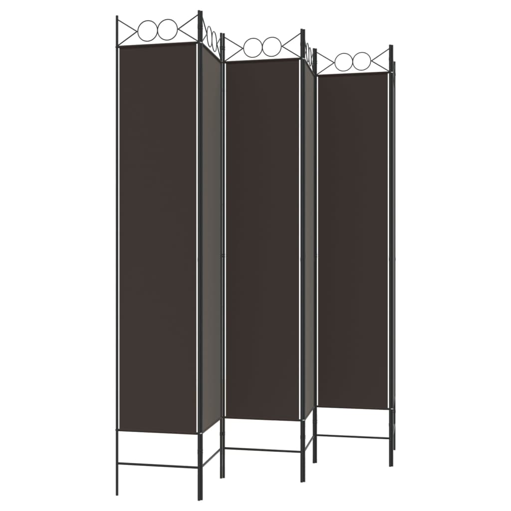 vidaXL Parawan 6-panelowy, brązowy, 240x220 cm, tkanina