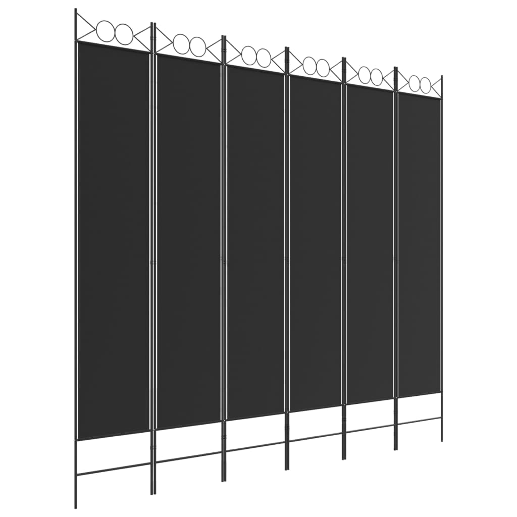 vidaXL Parawan 6-panelowy, czarny, 240x220 cm, tkanina