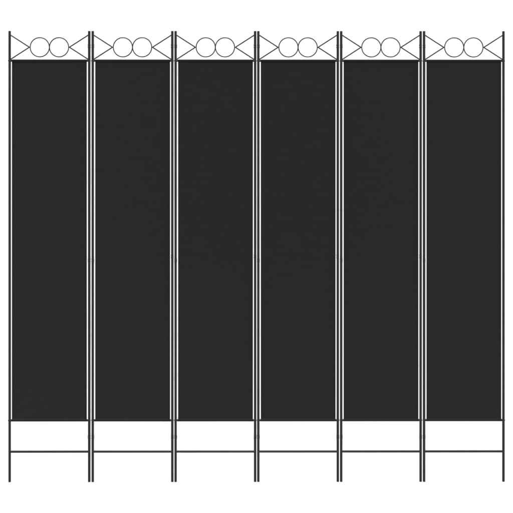 vidaXL Parawan 6-panelowy, czarny, 240x220 cm, tkanina