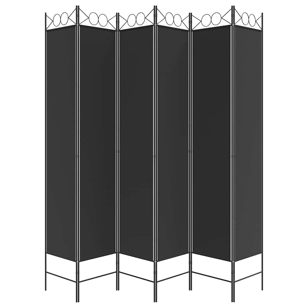 vidaXL Parawan 6-panelowy, czarny, 240x220 cm, tkanina