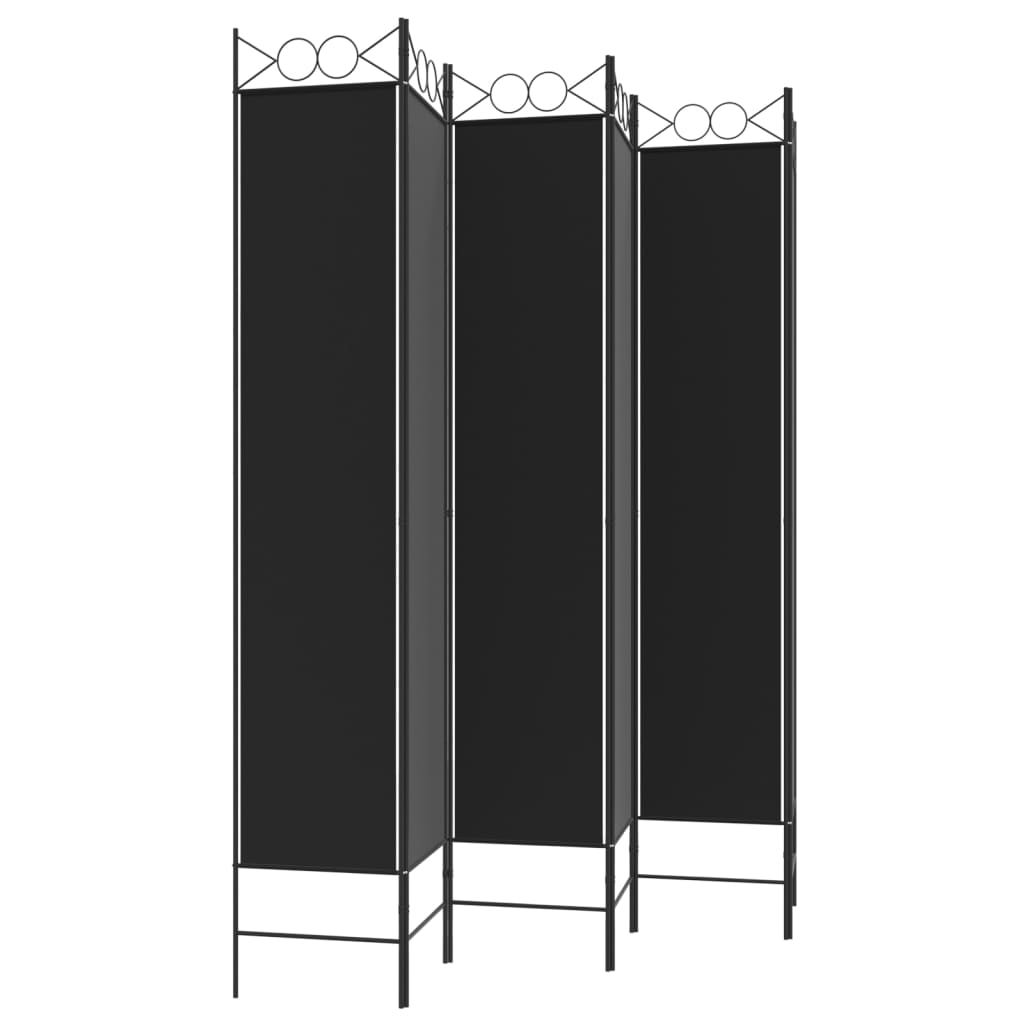 vidaXL Parawan 6-panelowy, czarny, 240x220 cm, tkanina