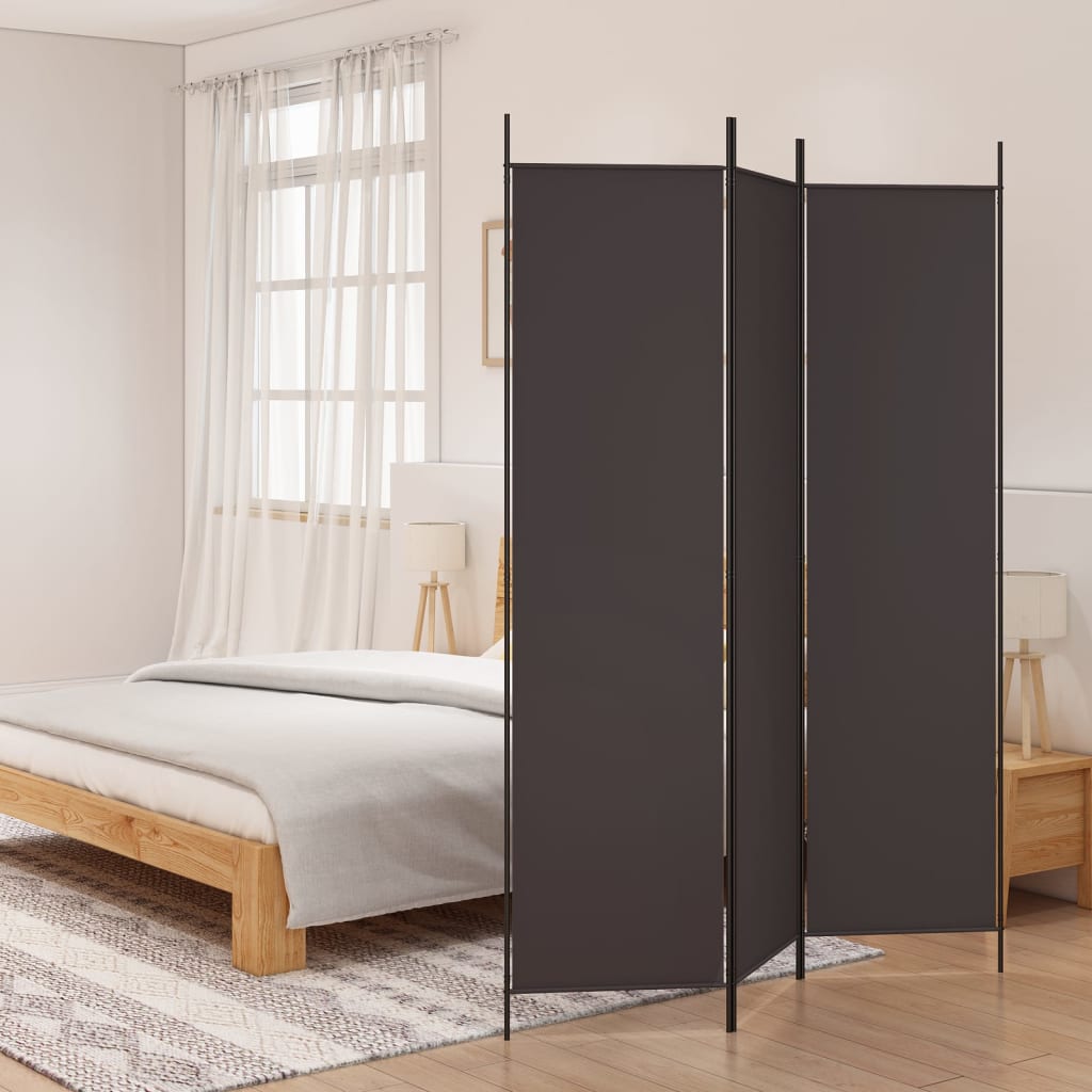 vidaXL Parawan 3-panelowy, brązowy, 150x200 cm, tkanina