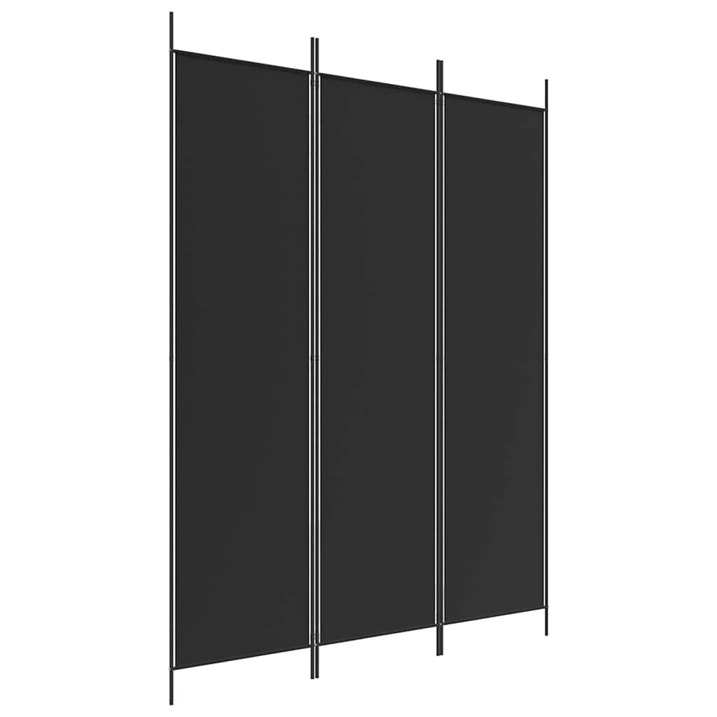 vidaXL Parawan 3-panelowy, czarny, 150x200 cm, tkanina