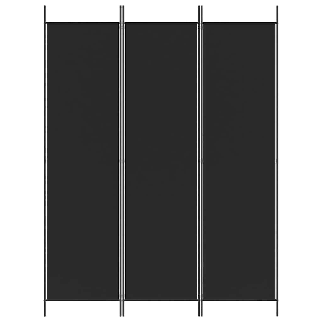 vidaXL Parawan 3-panelowy, czarny, 150x200 cm, tkanina