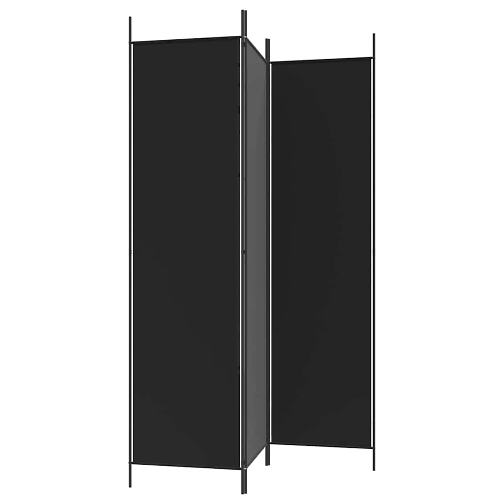 vidaXL Parawan 3-panelowy, czarny, 150x200 cm, tkanina