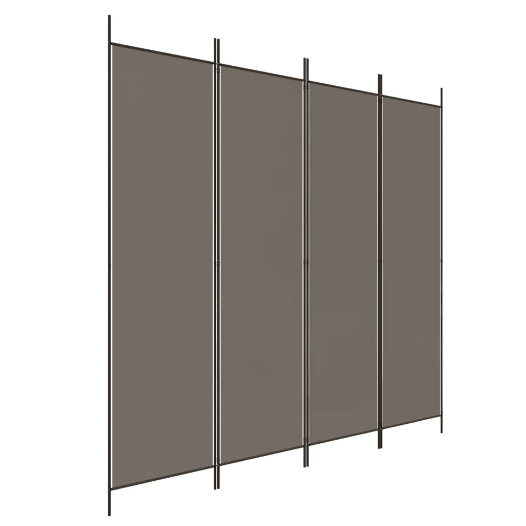 vidaXL Parawan 4-panelowy, antracytowy, 200x200 cm, tkanina