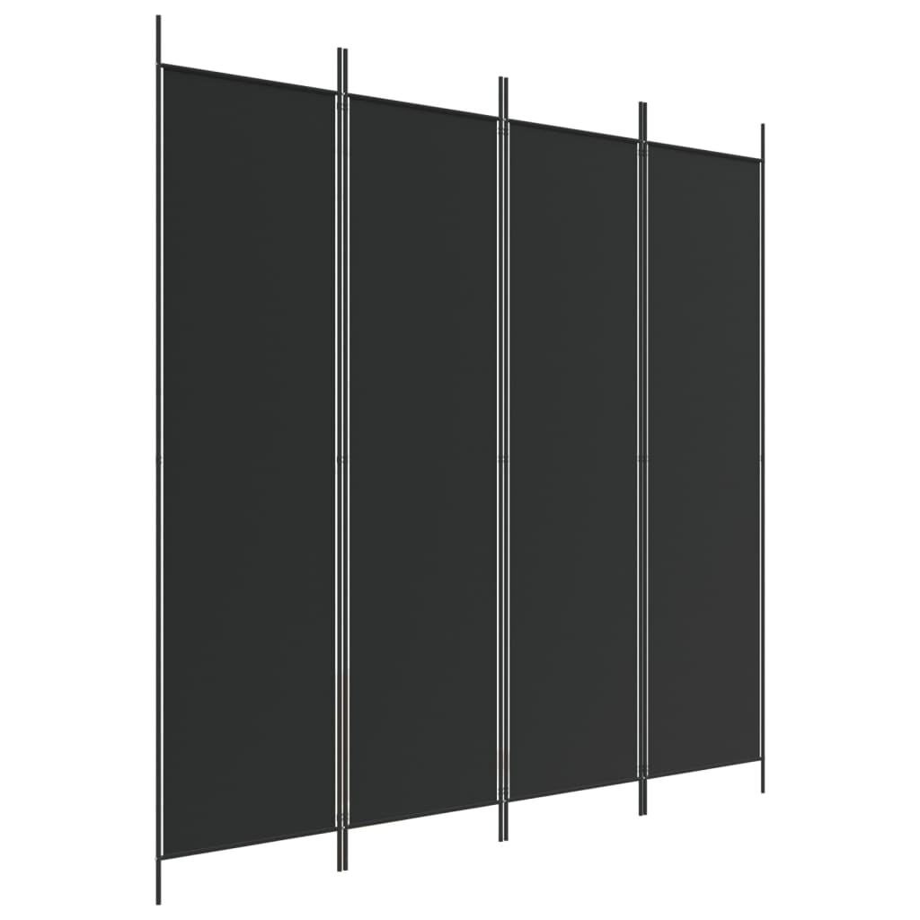vidaXL Parawan 4-panelowy, czarny, 200x200 cm, tkanina