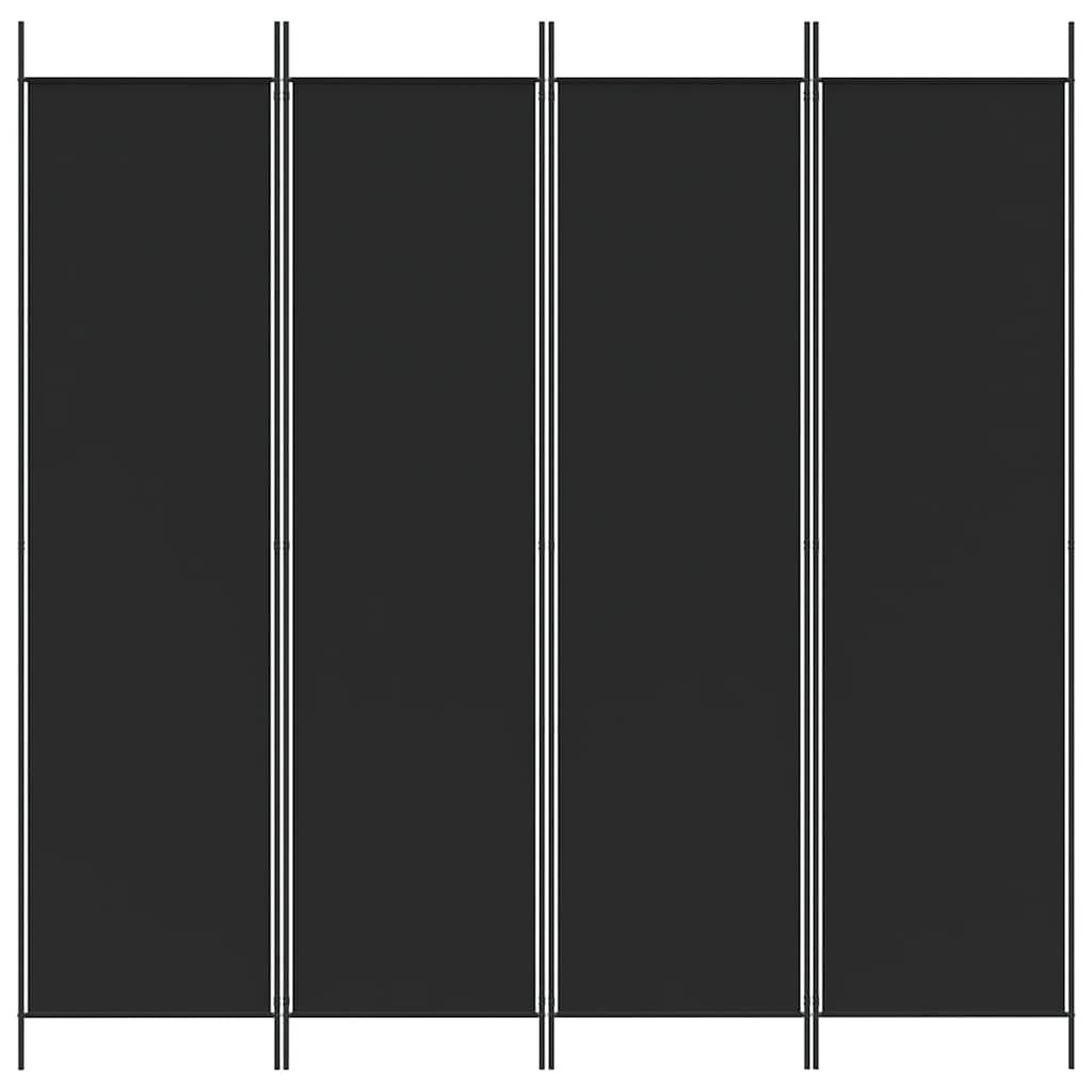 vidaXL Parawan 4-panelowy, czarny, 200x200 cm, tkanina