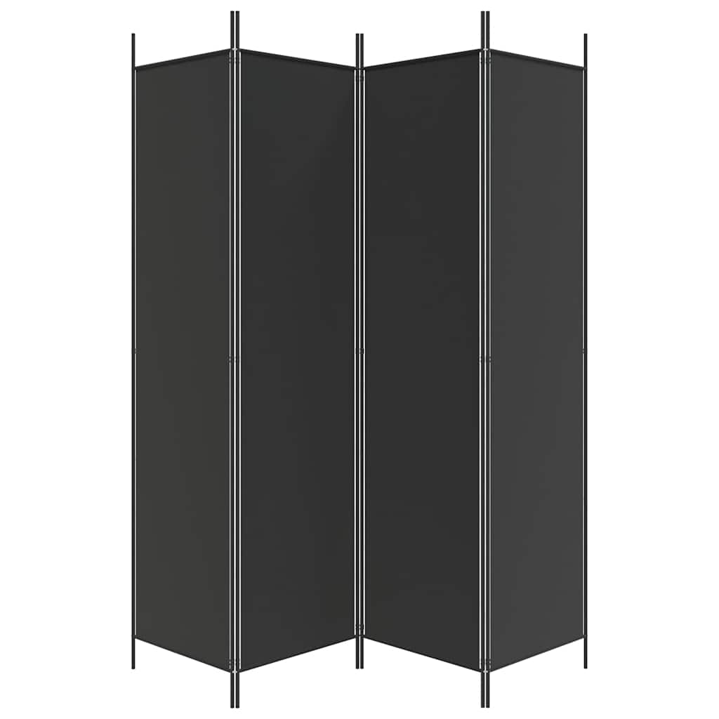 vidaXL Parawan 4-panelowy, czarny, 200x200 cm, tkanina