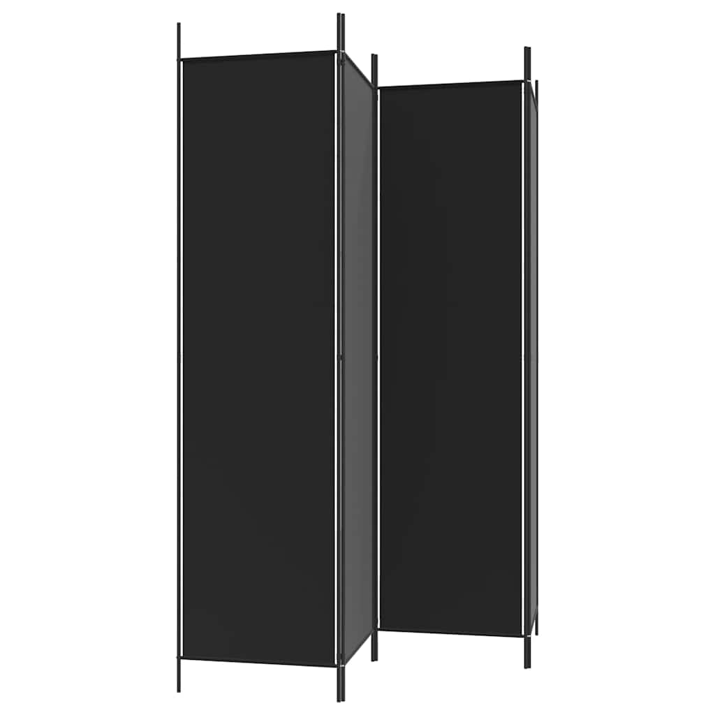 vidaXL Parawan 4-panelowy, czarny, 200x200 cm, tkanina