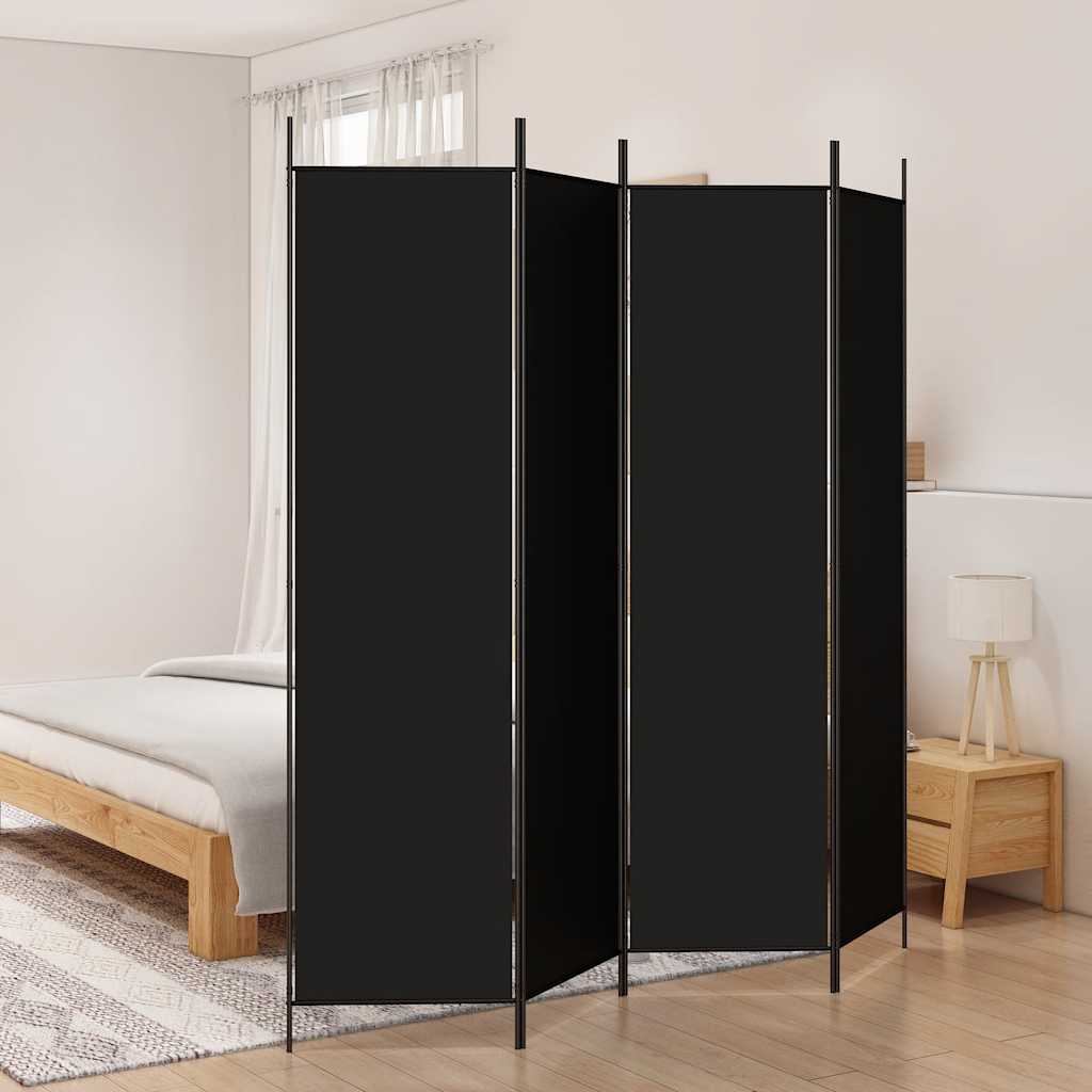 vidaXL Parawan 4-panelowy, czarny, 200x200 cm, tkanina