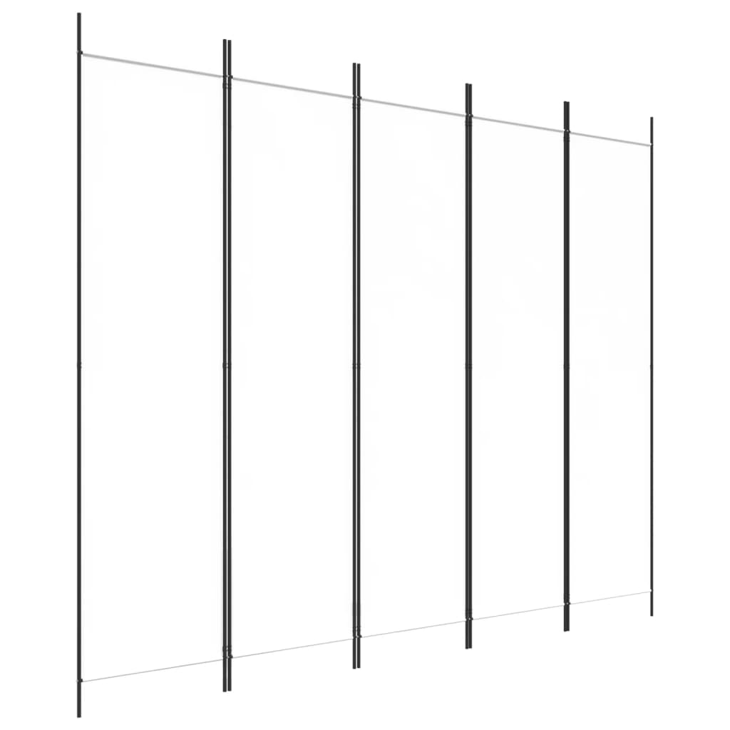 vidaXL Parawan 5-panelowy, biały, 250x200 cm, tkanina