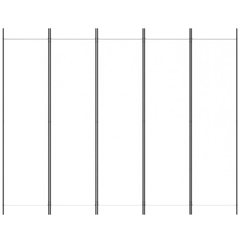 vidaXL Parawan 5-panelowy, biały, 250x200 cm, tkanina